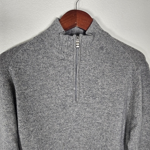 Enzo Mantovani 100% Wool 1/4 Zip Sweater Size Medium Gray Mock Neck - Picture 2 of 4